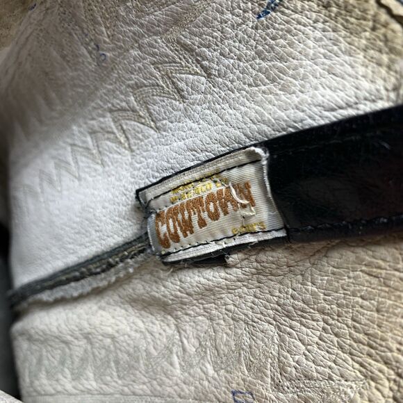 Cowtown Vintage Black Exotic Embroidered Leather Cowboy Mens 9D main image 4